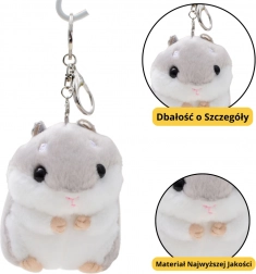 Pluchen Hamster Sleutelhanger Grijs 10 cm