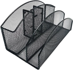Metalen bureau-organizer, 5 vakken, zwart