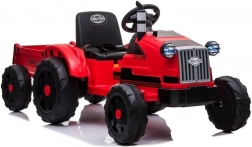 Elektrische tractor met aanhangwagen rood