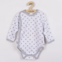 Babyromper met volledige drukknoopsluiting met sterretjes – grijs