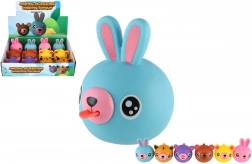 Piepende rubberen diertje met tong 6 cm