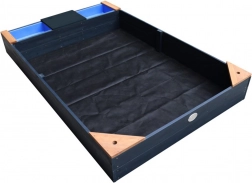 Houten zandbak AXI met bankje, bakjes en afdekzeil