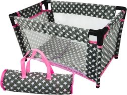 Poppenbedje met sterren Alice grijs-roze