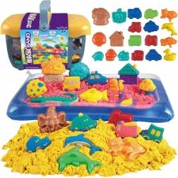 Magisch kinetisch zand Woopie 0,8 kg - set in mand met vormpjes