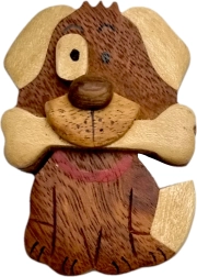 Houten magneet hond met bot – groot