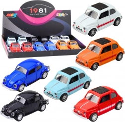 Metalen klassiek verzamelautootje met pull-back aandrijving, openende deuren 1:36