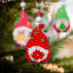 Set houten kerstversieringen met kabouters, 12 stuks