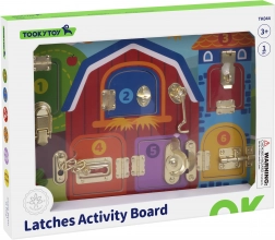 Houten activiteitenbord met sloten boerderij – Tooky Toy