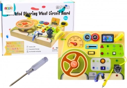 Houten sensorische manipulatietafel auto met LED-lichtjes