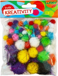 Pompons met glitter mix afmetingen