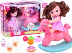 Pop in roze polkadotjurk met hobbelpaard en accessoires