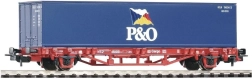 PIKO Lgs579 platte wagen met 40ft P&O-container, DB AG, H0 (tijdperk V)