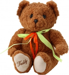 Pluche teddybeer met strik 30 cm, bruin
