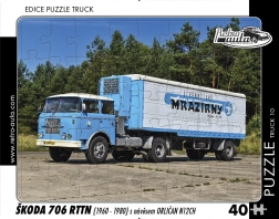 Puzzel Retro auto Truck Škoda 706 RTTN met aanhanger Orličan N12CH 40 stukjes