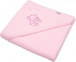 Baby badstof handdoek met capuchon NEW BABY 80 × 80 cm – roze, olifantje