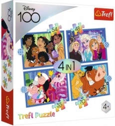 Puzzel 4-in-1 vrolijke DISNEY-wereld