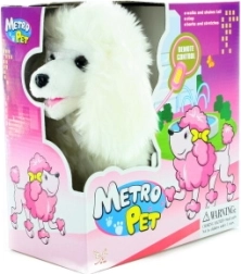 lopende hond aan kabel met kwispelende staart