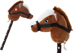 Hobby horse – pluchen paardenhoofd op een stok met geluiden, donkerbruin