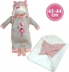 Kleding voor babypop NEW BORN 43–44 cm – 4‑delige set met deken