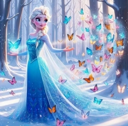 Diamond painting ijsprinses met magische vlinders 30 × 40 cm