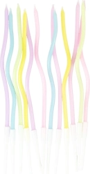 Pastelkleurige gedraaide taartkaarsjes 11,5 cm (12 stuks)