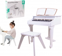Witte kinderpiano met krukje en notenboek CLASSIC WORLD