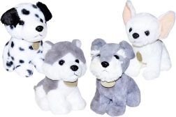 Pluchen zittende hond 20 cm – dalmatiër, husky, schnauzer of wit