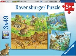 Puzzel Dieren in hun natuurlijke leefomgeving 3x49 stukjes