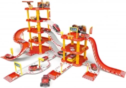 Grote brandweer-garage, 4 verdiepingen, tankstation, 100 onderdelen