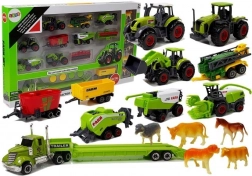 Landbouwset met tractoren, aanhangwagens en dieren