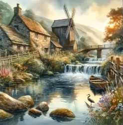 Norimpex diamant schilderen Molen aan de rivier 30 × 40 cm