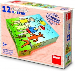 Houten blokken Hondje en Katje - 12 blokken