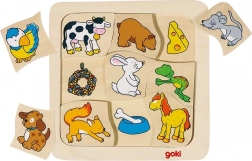 GOKI houten puzzel wie eet wat? 9 stukjes