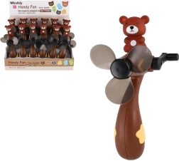 Handventilator met slinger met berenmotief van plastic