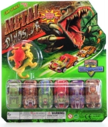 set dino-autootjes en dinosaurusfiguren (6 autootjes + 4 figuren)