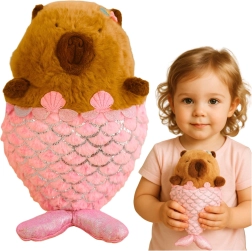 Pluchen capibara zeemeermin roze 28 cm