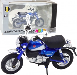 Retro metalen motorfiets blauw 1:12