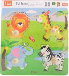houten inlegpuzzel met zoo-dieren met grote knoppen