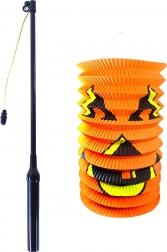 Halloween lantaarn pompoen 15 cm met lichtgevende stok 40 cm