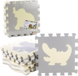 Zachte EVA-puzzelvloer met dieren, beige en grijs, 9 stuks