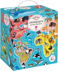 Puzzel 60 stukjes Puzzlove - Wereldkaart Dieren