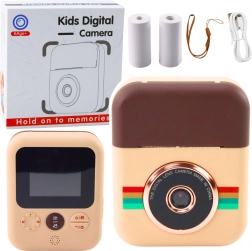 Digitale kindercamera met directe printer, bruin – 3 rollen papier