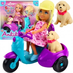 Woopie Royal pop met scooter en hond