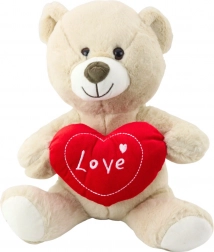 Pluchen teddybeer met hart, crèmebeige 30 cm