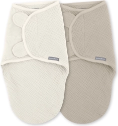 SwaddleMe™ mousseline inbakerslaapzakjes Ulitka 1 TOG voor baby’s van 0–3 maanden, Cream/Cashew, 2 stuks