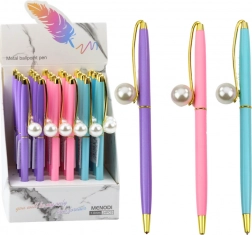 Metalen pen met parel, blauwe inkt 1,0 mm