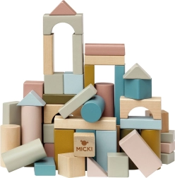 Pastelkleurige houten blokken voor kinderen 60 stuks Micki