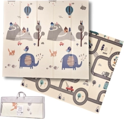 Opvouwbare dubbelzijdige schuimeducatieve speelmat 180 × 200 cm straat/bos