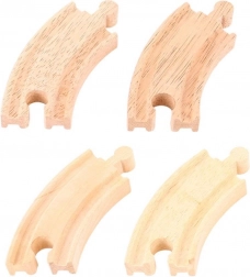BIGJIGS RAIL korte bochten voor houten treinbaan, 4 stuks