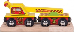 Houten wagon met kraan BIGJIGS RAIL